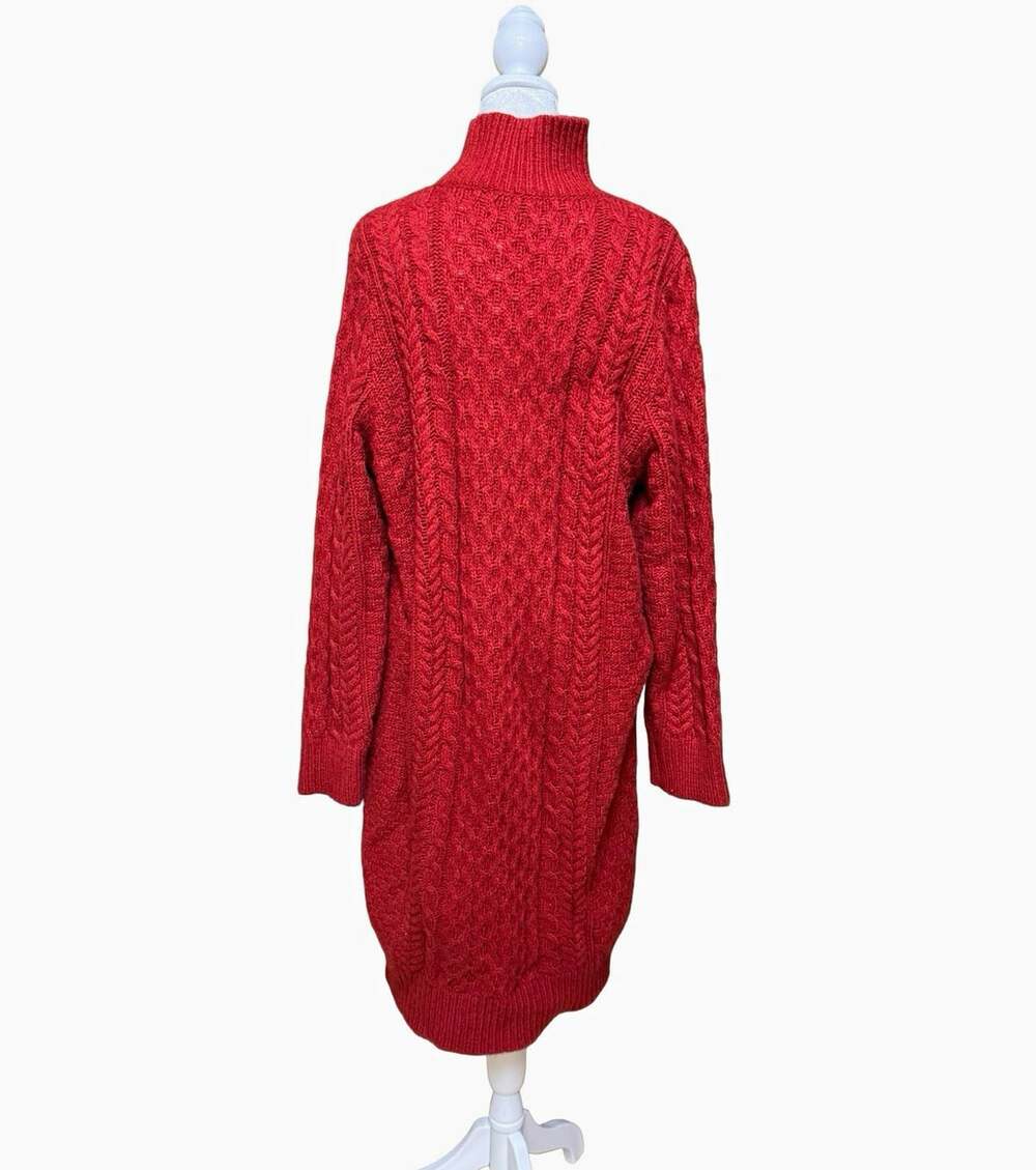 Ann Taylor Red Cable Knit Turtleneck Sweater Dress Long Sleeve Size XL